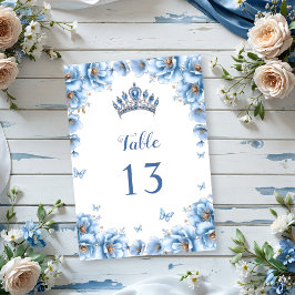 Dusty Blue Quinceañera, vild Blommigt Bordsnummer