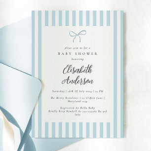 Dusty Blue Rand Elegant Vintage  Boy Shower Inbjudningar