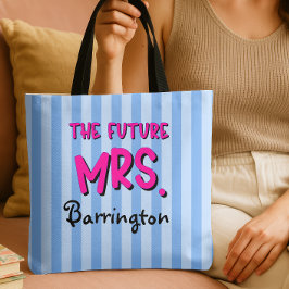 Dusty Blue Rand Framtiden för Brides Tote Bag Tygkasse