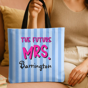 Dusty Blue Rand Framtiden för Brides Tote Bag Tygkasse
