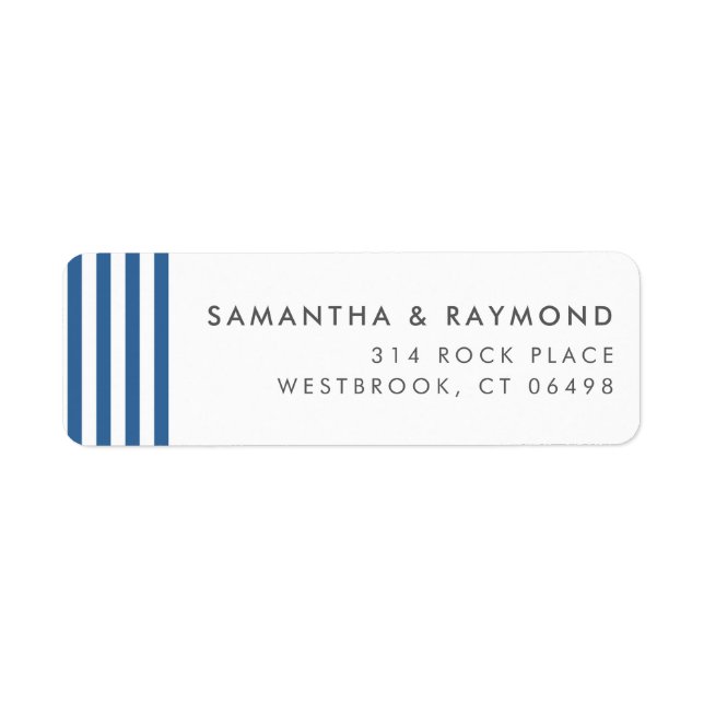 Dusty Blue Rand Nautical Returadress Returadress Etikett (Framsidan)