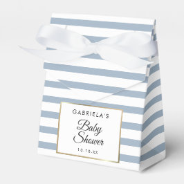 Dusty Blue Randig Elegant Guld Bebis Shower Presentaskar