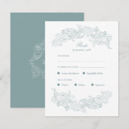 Dusty Blue Regency Bröllopsmåltidsval RSVP-kort OSA Kort