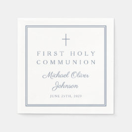 Dusty Blue Religious Boy First Holy Communion Pappersservett