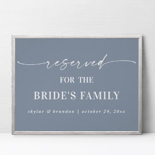 Dusty Blue Reserved Brides Family Bröllop-tecken Poster