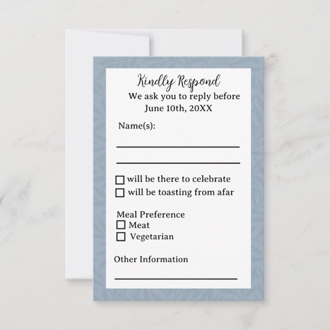 Dusty Blue Response Card OSA Kort (Framsida)