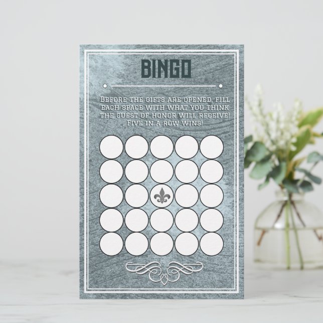 Dusty Blue Retro Art Deco Stil Baby Shower Bingo (Stående Fram)