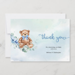 Dusty Blue Ro and Nalle Boy Shower Tack Kort