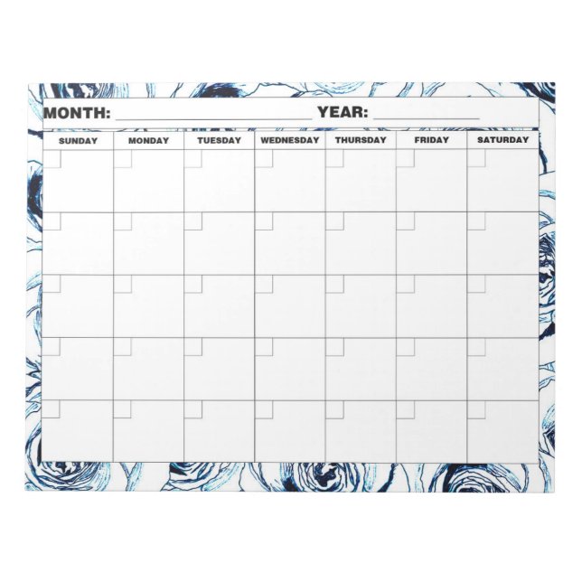 Dusty Blue Ro Blank Calendar Anteckningsblock (Framsida)