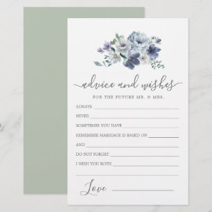 Dusty Blue Ro Blommigt Advice och Önskemål Card