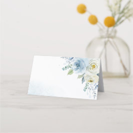 Dusty Blue Ro Blommigt Bröllop Placeringskort