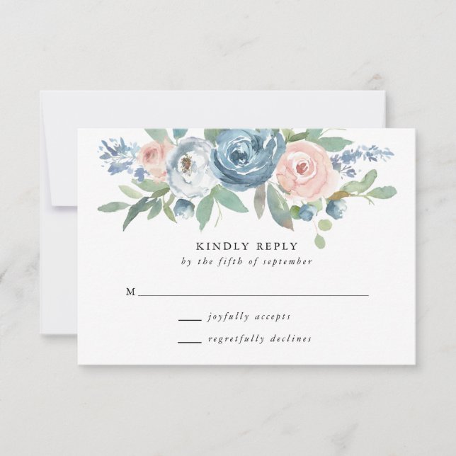 Dusty Blue &  Ro Bröllop OSA Card (Framsida)