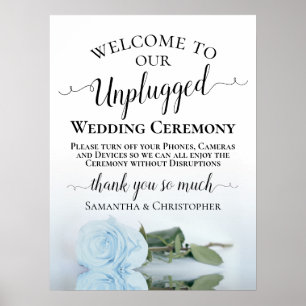 Dusty Blue Ro Chic Unplugged Bröllop Ceremony Poster