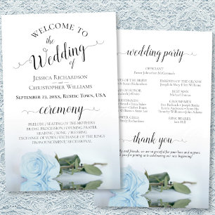 Dusty Blue Ro Elegant Budget Bröllopsprogram