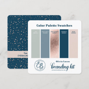 Dusty Blue & Ro Färg Palette Swatch Card Inbjudningar
