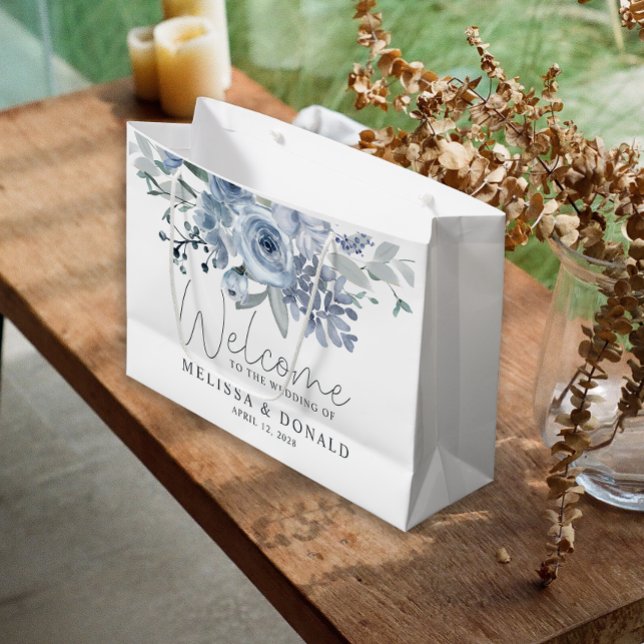 Dusty Blue Ro Flowers Boho Välkommen Bröllop (Skapare uppladdad)