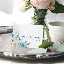 Dusty Blue Ro Flowers Bröllop Bord Card Bordsnummer