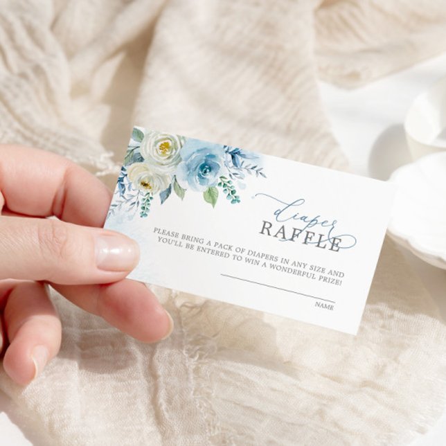 Dusty Blue Ro Flowers Diaper Raffle Biljett Tilläggskort (Skapare uppladdad)