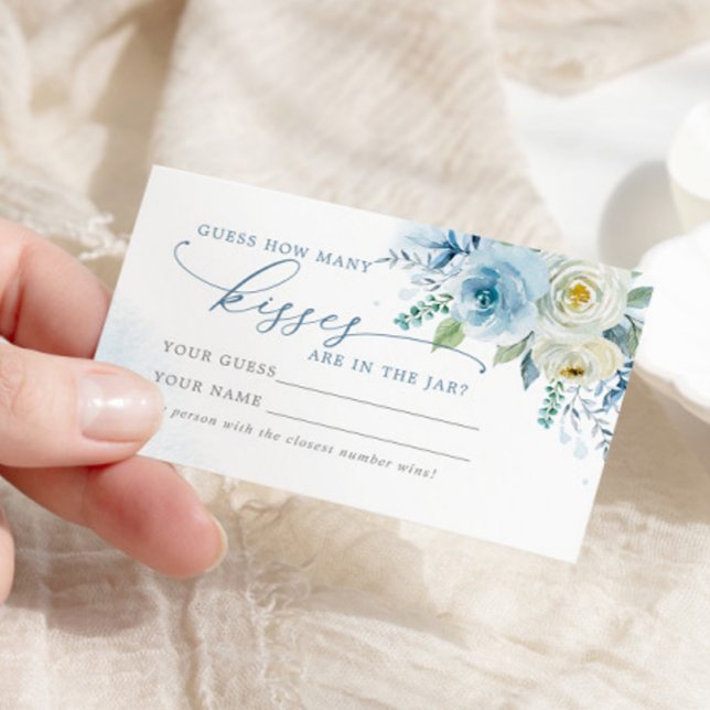 Dusty Blue Ro Hur många kisses Shower-spelkort Placeringskort (Skapare uppladdad)