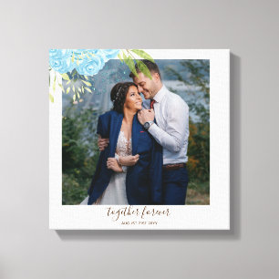 Dusty Blue Ro NewlyWeds Bröllop Gift Personal Canvastryck