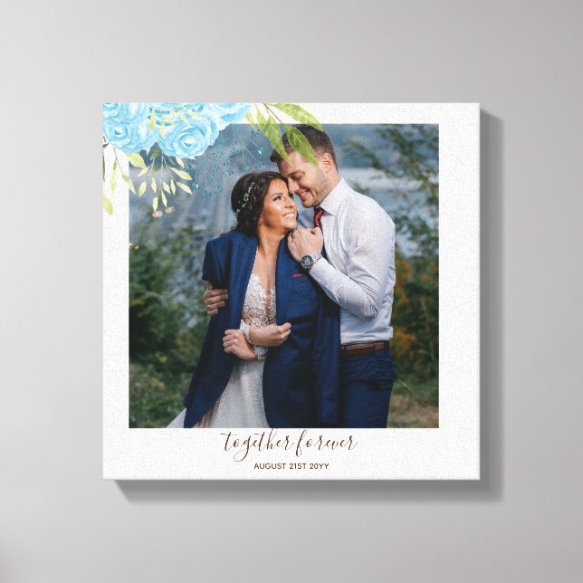 Dusty Blue Ro NewlyWeds Bröllop Gift Personal Canvastryck (Framsida)