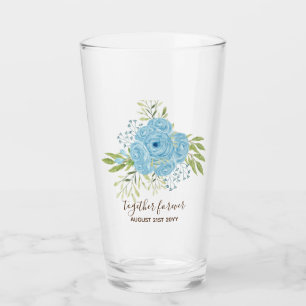 Dusty Blue Ro NewlyWeds Bröllop Gift Personal Glaskopp