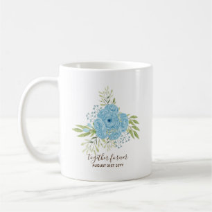 Dusty Blue Ro NewlyWeds Bröllop Gift Personal Kaffemugg