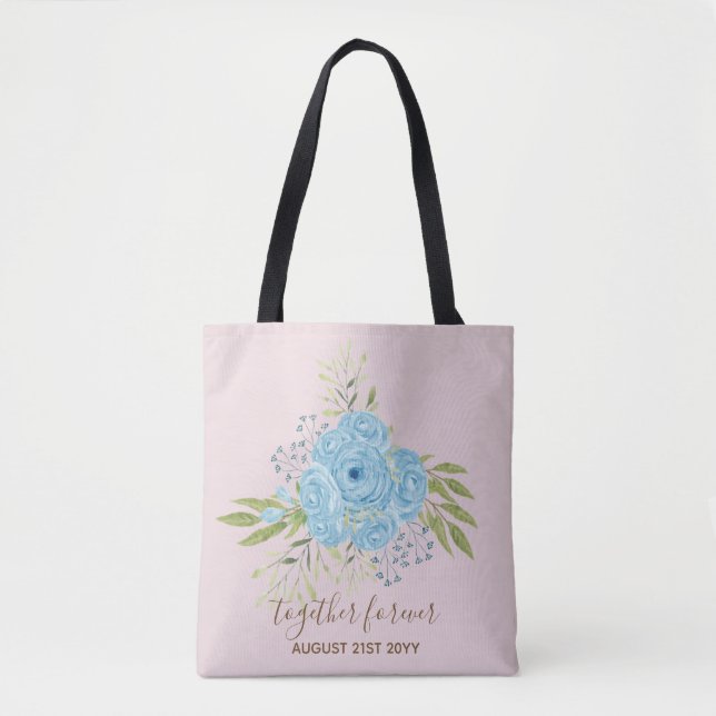 Dusty Blue Ro NewlyWeds Bröllop Gift Personal Tygkasse (Framsida)