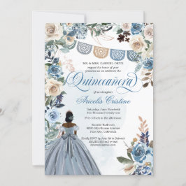 Dusty Blue Ro Rustic Land Quinceañera Inbjudningar