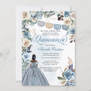 Dusty Blue Ro Rustic Land Quinceañera Inbjudningar