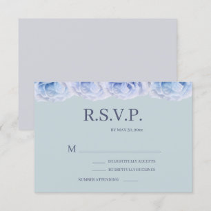 Dusty Blue Ro Sage Elegant Blommigt Bröllop OSA Inbjudningar