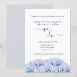 Dusty Blue Ro White Blommigt Elegant Vi gör Bröllo Inbjudningar