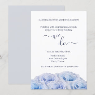 Dusty Blue Ro White Blommigt Elegant Vi gör Bröllo Inbjudningar