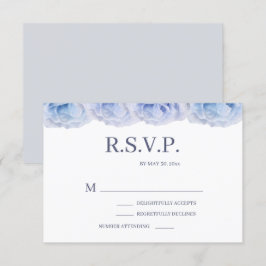 Dusty Blue Ro White Elegant Blommigt Bröllop OSA Inbjudningar