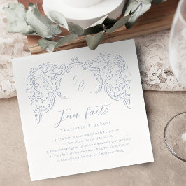 Dusty Blue Roligt Facts Vintage Flourish Monogram Pappersservett