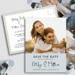 Dusty Blue Roligt Script Modern Photo Bröllop Spar Meddelande Vykort<br><div class="desc">Dusty Blue Roligt Script Modern Photo Minimalist Bröllop spara datum-meddelande - vykort. Låt er familj, vänner och kolleger veta att ni har fastställt ett datum för ert bröllop firande med detta elegant, snyggt och det moderna bröllop spara datum-inbjudan. Alla texterna är i förväg ordnade så att du enkelt och snabbt...</div>