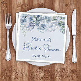 Dusty Blue Romantic Blommigt Möhippa Pappersservett