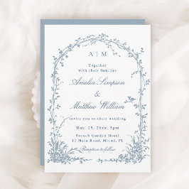 Dusty Blue Romantic Botanical Arch Garden Wedding  Inbjudningar