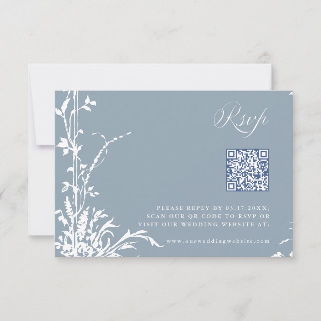 Dusty Blue Romantic Botanical Arch Garden Wedding OSA Kort (Framsida)