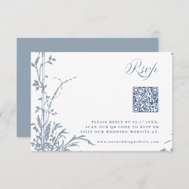 Dusty Blue Romantic Botanical Arch Garden Wedding OSA Kort (Fram/baksida)