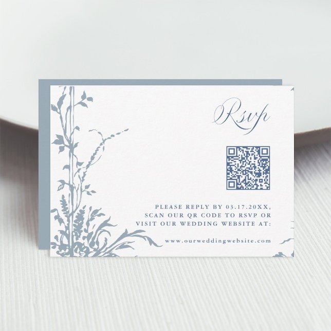 Dusty Blue Romantic Botanical Arch Garden Wedding OSA Kort (Skapare uppladdad)