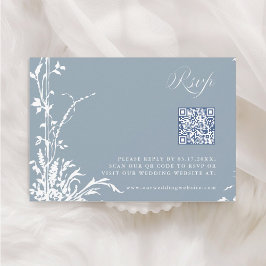 Dusty Blue Romantic Botanical Arch Garden Wedding OSA Kort
