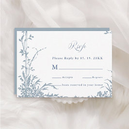 Dusty Blue Romantic Botanical Garden Wedding OSA Kort