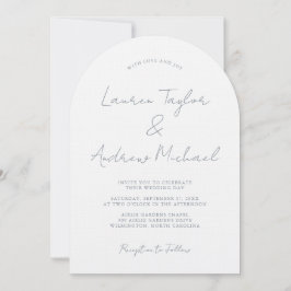 Dusty Blue Romantic Modern Arch Wedding Invitation Inbjudningar