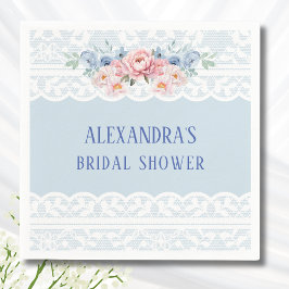 Dusty Blue Romantic Rosa Peony Snöre Möhippa Pappersservett