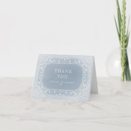 Dusty blue romantic vintage bröllop tack kort