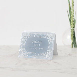 Dusty blue romantic vintage bröllop tack kort