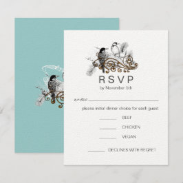 Dusty Blue Romantic Woodpecker Love birds OSA Inbjudningar