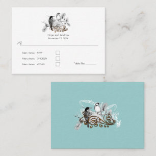 Dusty Blue Romantic Woodpecker Love birds Placeringskort