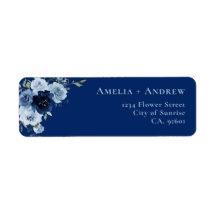 Dusty Blue Ros Navy Floral Bröllop